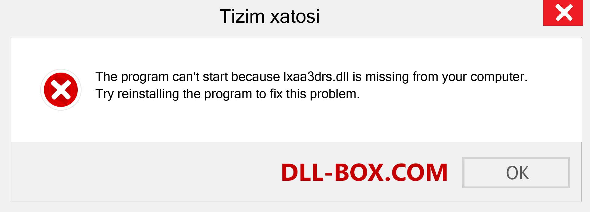 lxaa3drs.dll fayli yo'qolganmi?. Windows 7, 8, 10 uchun yuklab olish - Windowsda lxaa3drs dll etishmayotgan xatoni tuzating, rasmlar, rasmlar